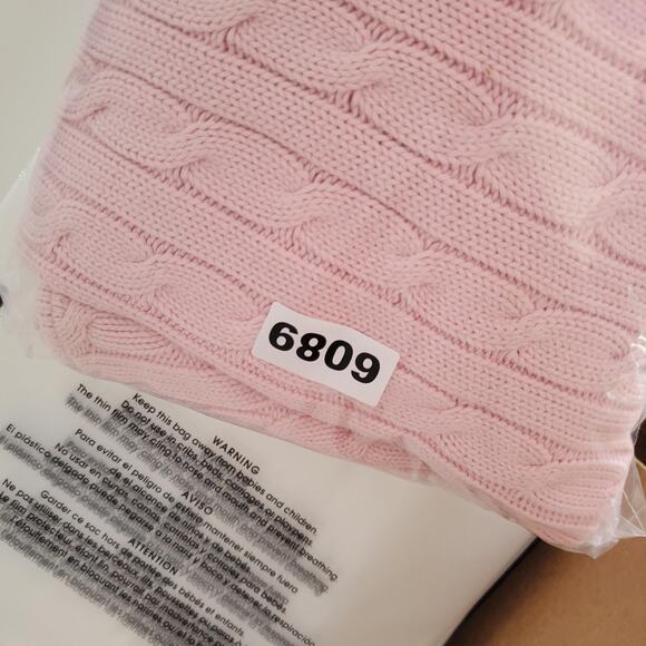 Y2K Ralph Lauren Sport Sweater Womens XL Pink 100% Cotton Cable Knit Pullover - Picture 10 of 10